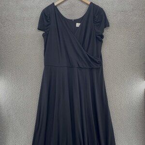 Stage Accents Dress Women 20 Plus Black Gown Surplice Maxi Puff Cap Sleeve Choir